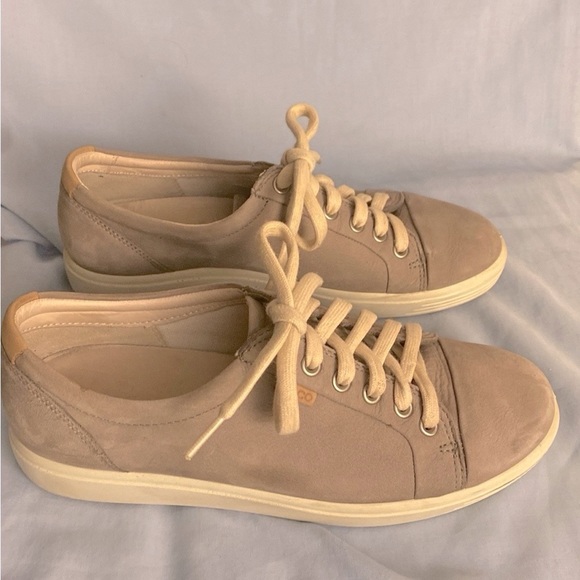 Gently worn ECCO Soft 7 nubuck “warm gray” sneakers 8-8.5 / 39 - Picture 1 of 11